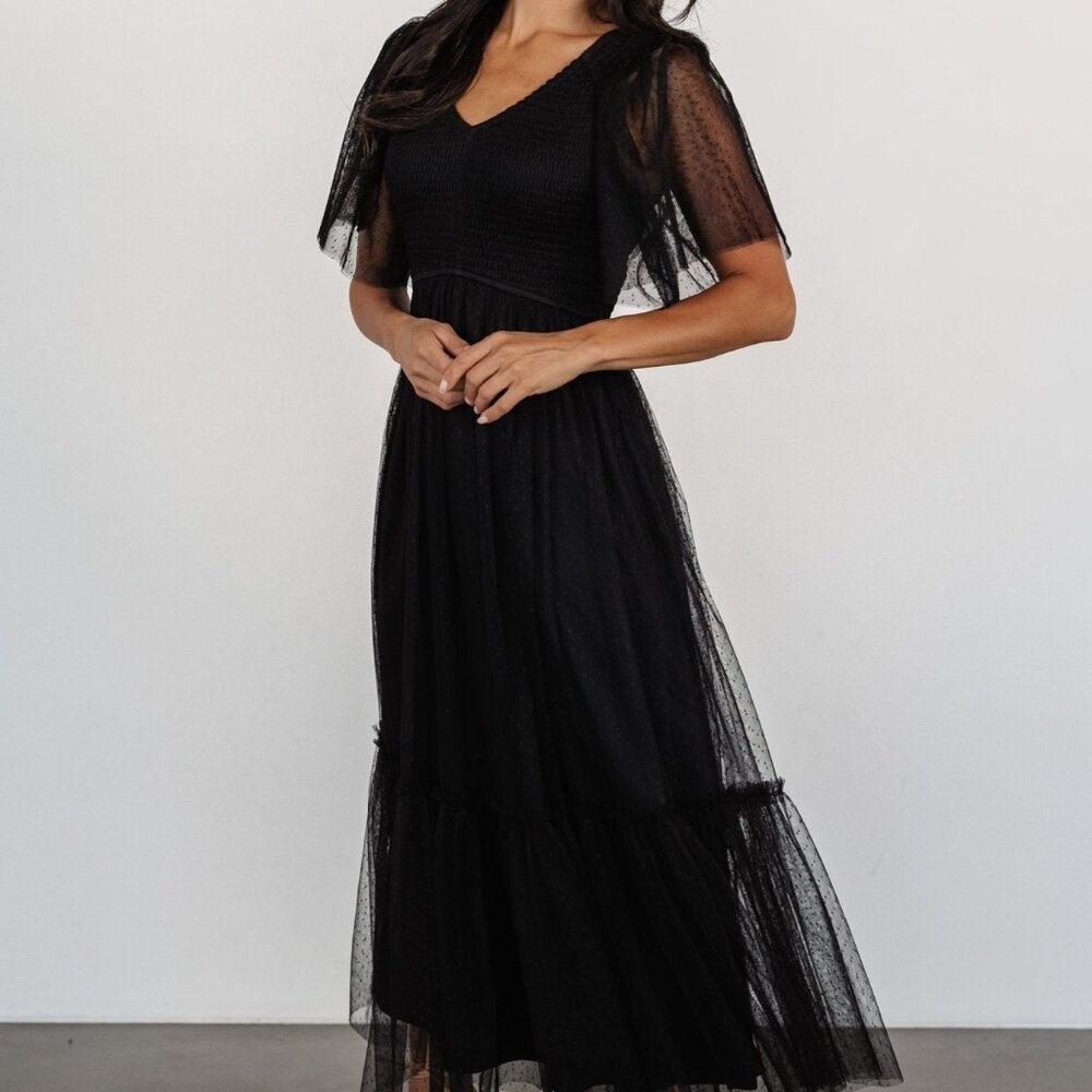 Baltic Born Martha Smocked Tulle Dress | Black Size SS